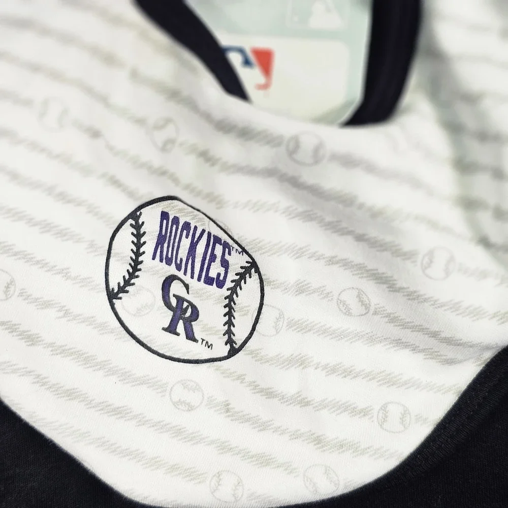 Colorado‎ Rockies Shirt Bodysuit Boys 0-3 Months Black MLB Baseball Bib Booties